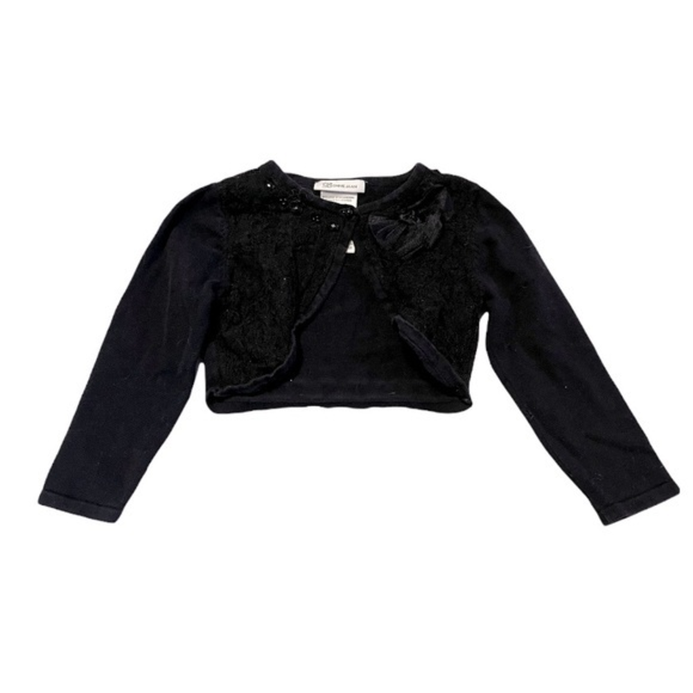 Bonnie Jean 5 black‎ beaded 1 button long sleeve 100% cotton shrug sweater